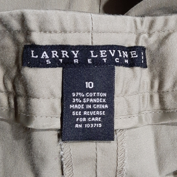 Larry Levine Woman's Stretch Khaki Green Capri Wide Leg Size 10 Cotton Blend - Picture 5 of 6